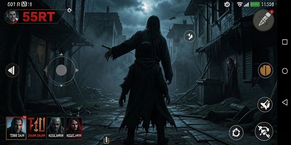 Tampilan gameplay 55RT yang menegangkan saat menjelajahi kegelapan.