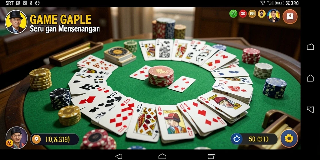 Screenshot gameplay 5RT yang menampilkan serunya bermain Gaple.