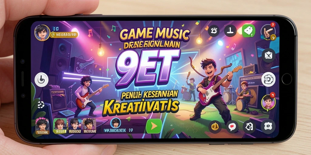 Tampilan gameplay 9ET yang menarik dengan berbagai alat musik.