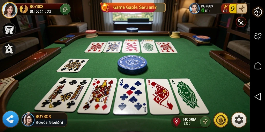 Tampilan gameplay seru BOY303 dalam permainan gaple.
