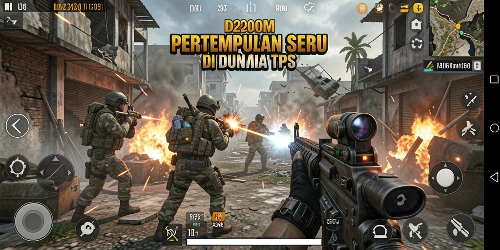 Screenshot menampilkan aksi pertempuran intens dalam TPS D200M.