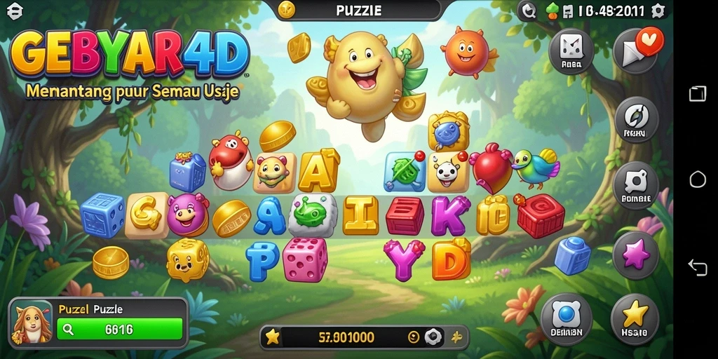 Screenshot gameplay GEBYAR4D menunjukkan tantangan Puzzle yang menarik.