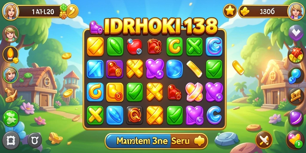 Tampilan screenshot gameplay IDRHOKI138 yang menampilkan aksi Match-3 yang seru.