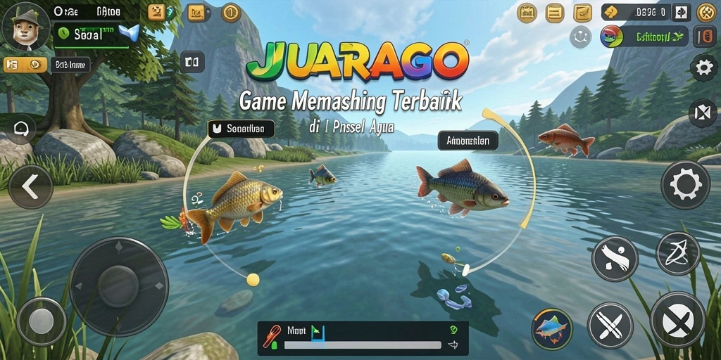 Tampilan gameplay JUARAGO dengan pengalaman memancing yang mendebarkan.