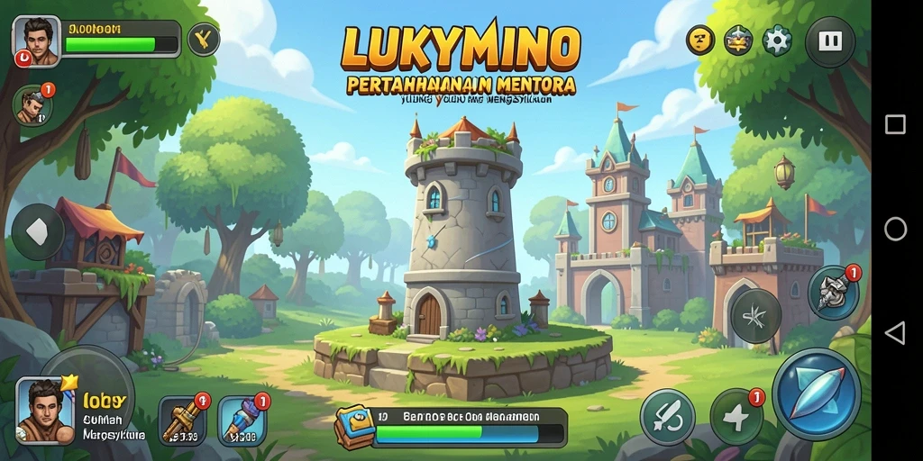 Tampilan menarik dari gameplay Tower Defense di LUKYMINO.