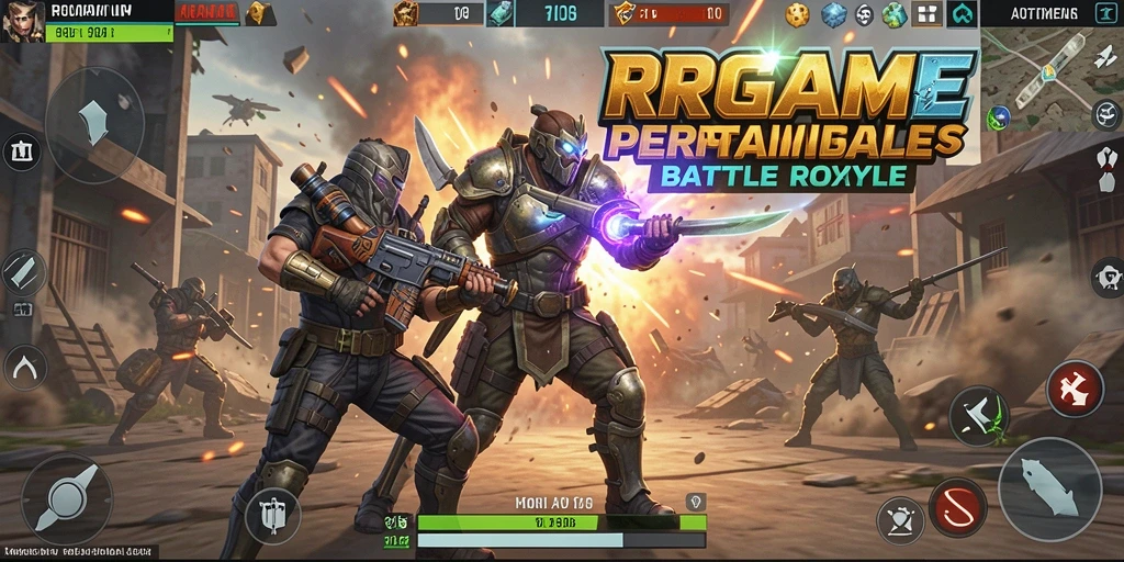 Screenshot menampilkan aksi seru pertempuran dalam RPGAME Battle Royale.