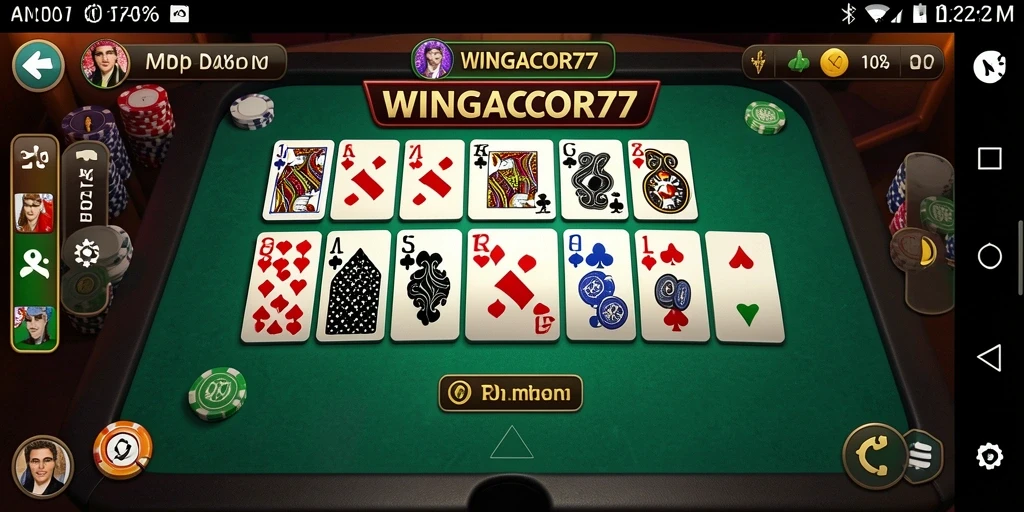 Tampilan gameplay menarik dari WINGACOR77 dengan domino berwarna cerah.